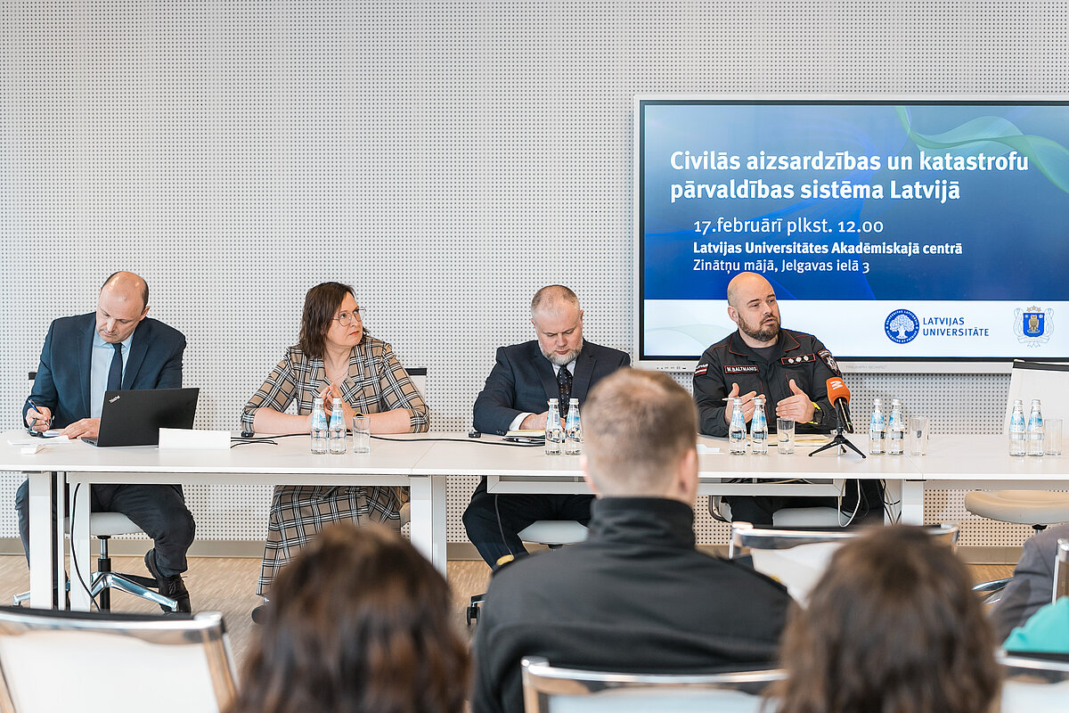 Seminārs «Civilās aizsardzības un katastrofu pārvaldības sistēma Latvijā». © Foto: Toms Grīnbergs, LU Komunikācijas departaments