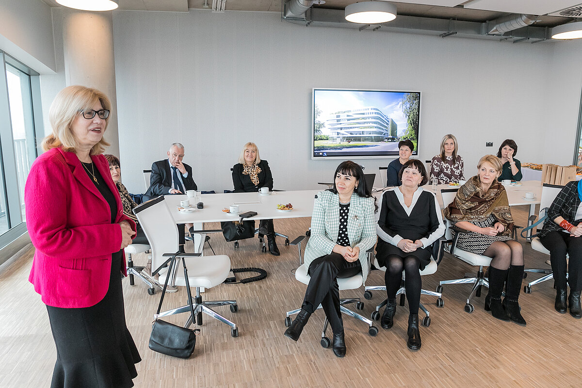 Ventspils pašvaldības un izglītības iestāžu pārstāvju vizīte LU Akadēmiskajā centrā. © Foto: Toms Grīnbergs, LU Komunikācijas departaments