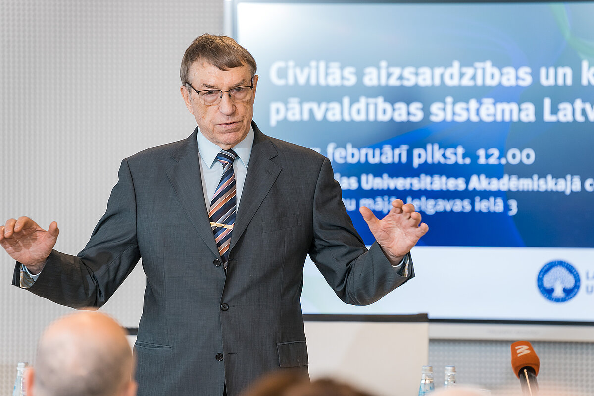 Seminārs «Civilās aizsardzības un katastrofu pārvaldības sistēma Latvijā». © Foto: Toms Grīnbergs, LU Komunikācijas departaments