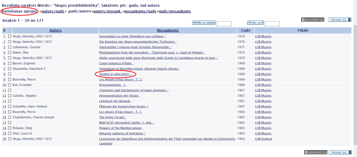 H. Skujas privātbibliotēkas monogrāfiju meklēšana Valsts nozīmes bibliotēku elektronisko kopkatalogā (2. solis) H. Skujas privātbibliotēkas monogrāfiju meklēšana Valsts nozīmes bibliotēku elektronisko kopkatalogā (2. solis)