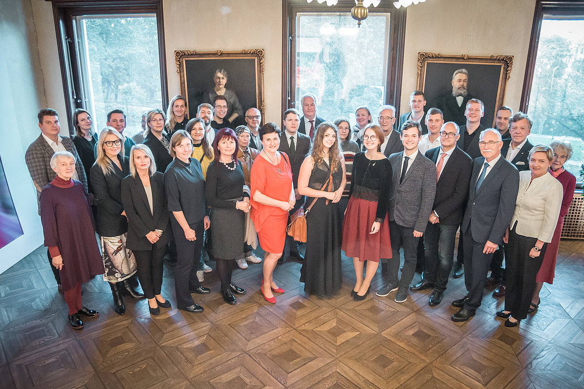 Viesi, suminot Kristapa Morberga 175. jubileju. Foto: Toms Grīnbergs, LU Komunikācijas un inovāciju departaments.
