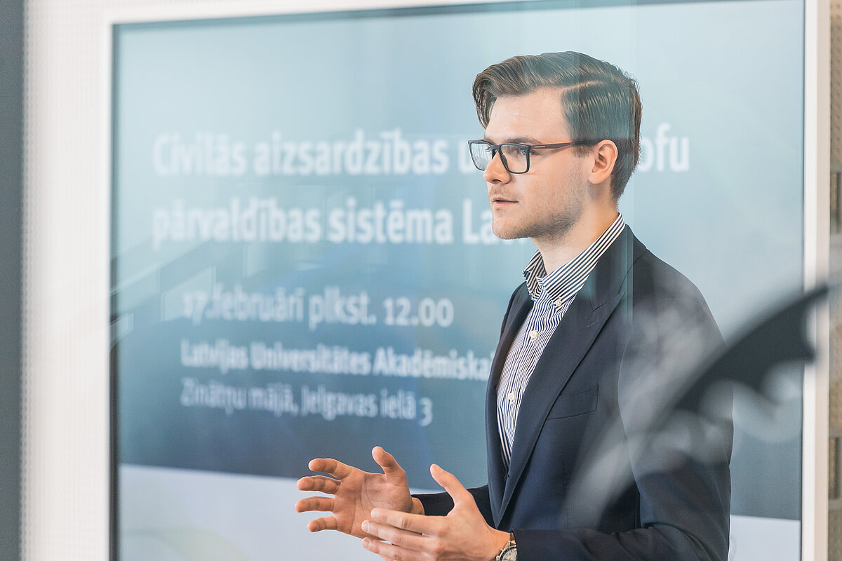 Seminārs «Civilās aizsardzības un katastrofu pārvaldības sistēma Latvijā». © Foto: Toms Grīnbergs, LU Komunikācijas departaments