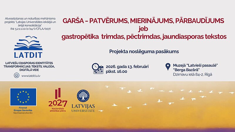 Diasporas gastropoētikas pētnieki aicina uz projekta noslēguma pasākumu