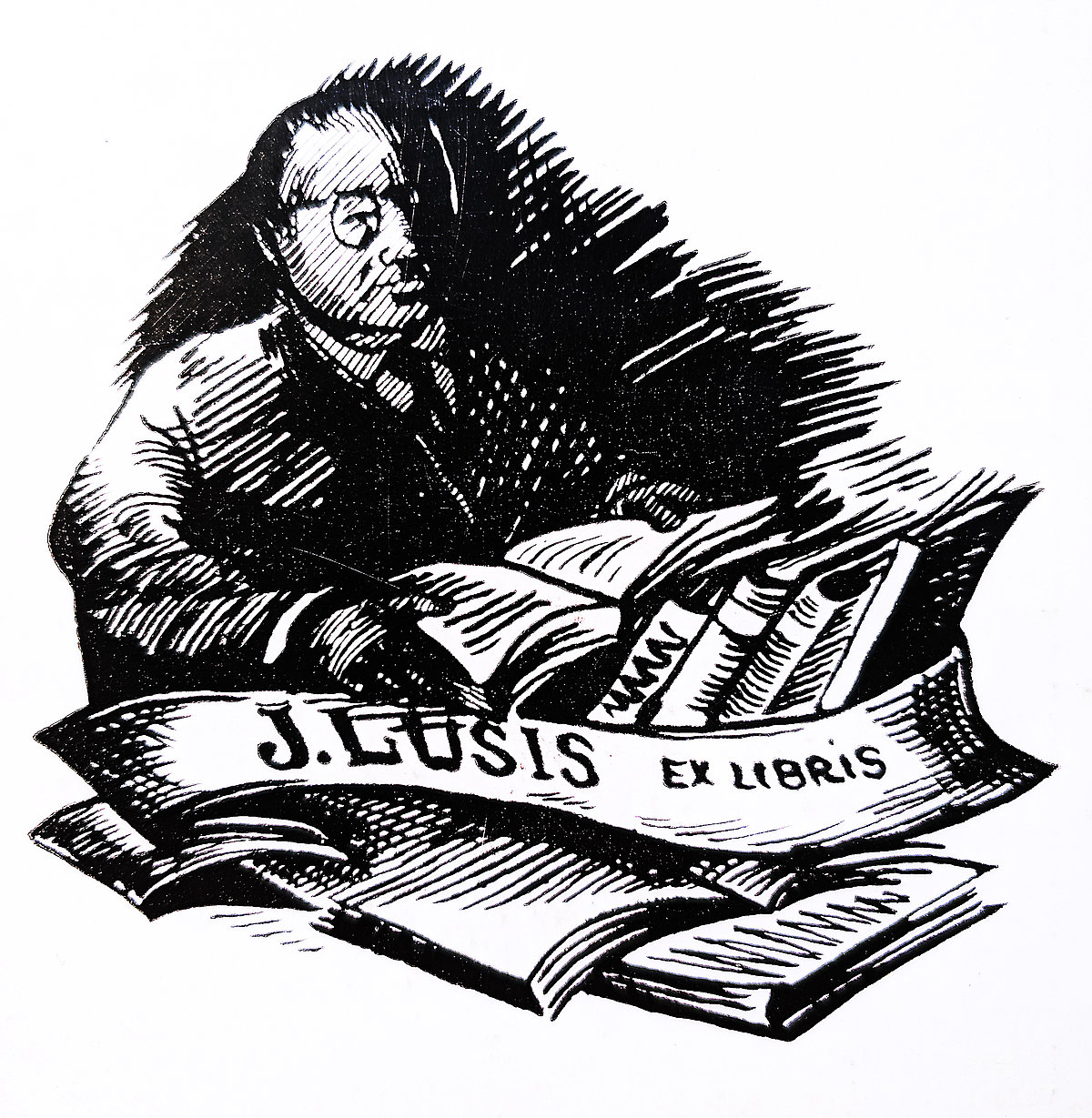 1987. gada ielūgumā attēlotais exlibris (Foto: Edgars Čudars) 1987. gada ielūgumā attēlotais exlibris (Foto: Edgars Čudars)