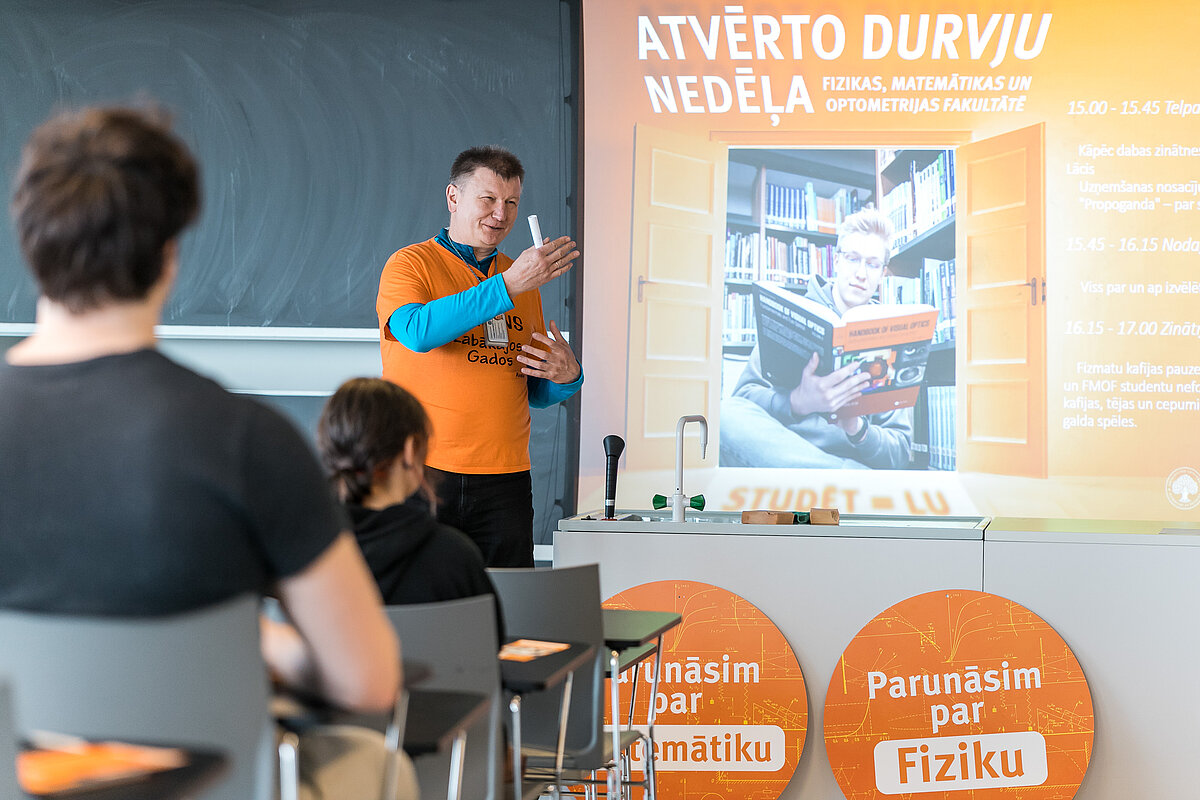 Atvērto durvju nedēļa LU FMOF 2023. © Foto: Toms Grīnbergs, LU Komunikācijas departaments.